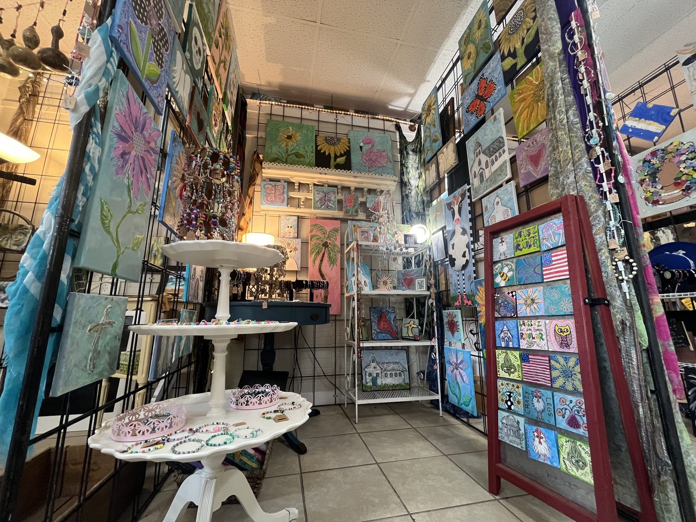 Artist booth full of original work